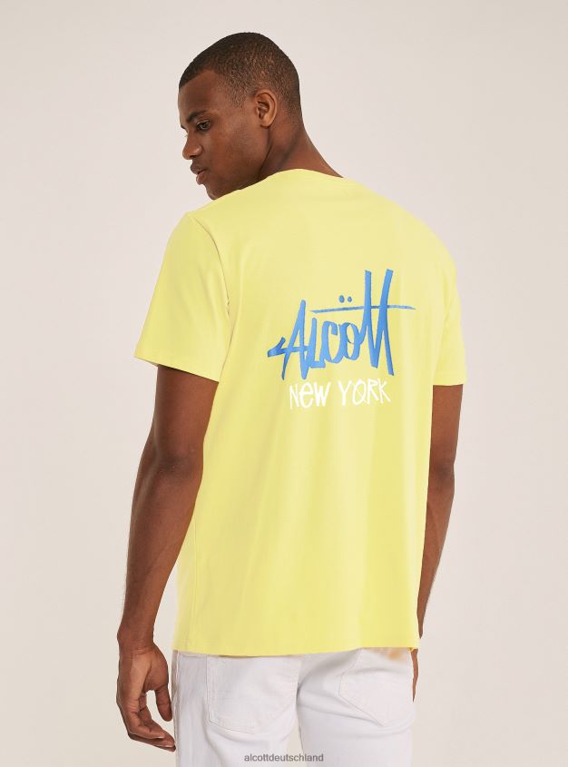 Kleidung de Alcott Männer T-Shirt mit kontrastierendem Frontdruck Schwarz 88J68R948