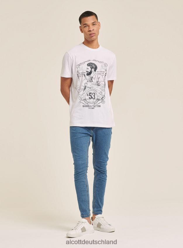 Kleidung de Alcott Männer T-Shirt mit zentralem Aufdruck Schwarz 88J68R958