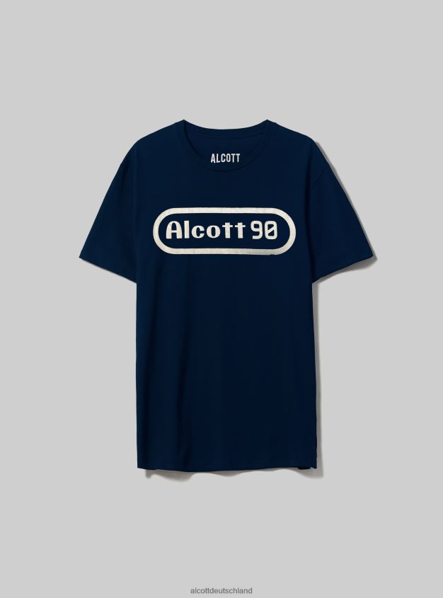 Kleidung de Alcott Männer Übergroßes T-Shirt aus Baumwolle mit Print blaue Marine 88J68R738