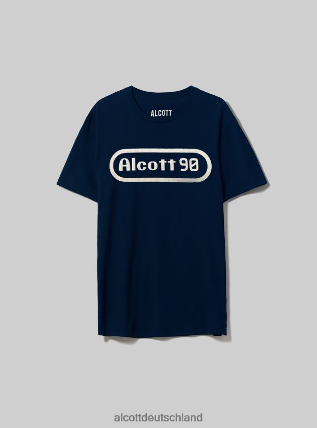 Kleidung de Alcott Männer Übergroßes T-Shirt aus Baumwolle mit Print blaue Marine 88J68R738