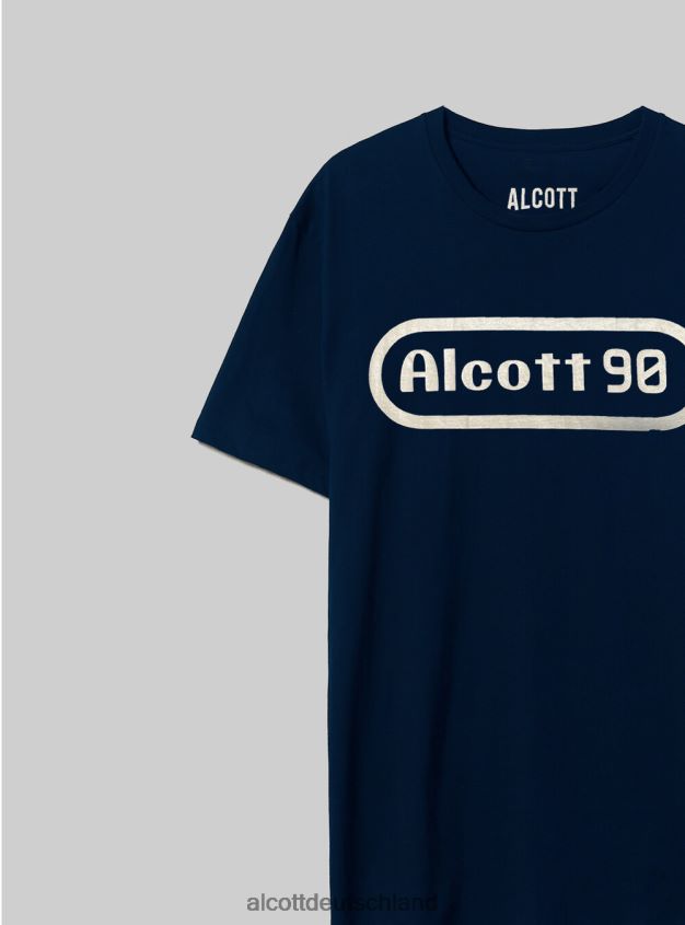 Kleidung de Alcott Männer Übergroßes T-Shirt aus Baumwolle mit Print blaue Marine 88J68R738