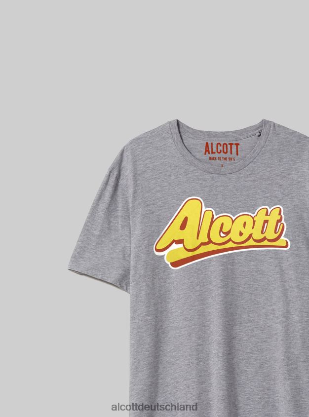 Kleidung de Alcott Männer Übergroßes T-Shirt aus Baumwolle mit Print hellgrau meliert 88J68R994