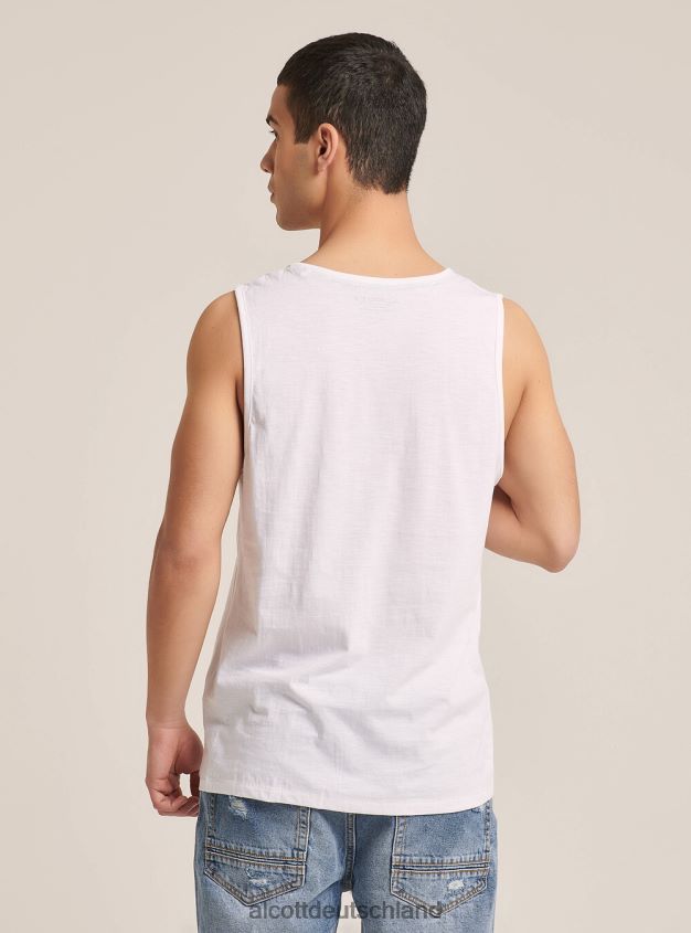 Kleidung de Alcott Männer T-Shirt mit kurzen Ärmeln und Aufdruck Weiß 88J68R906