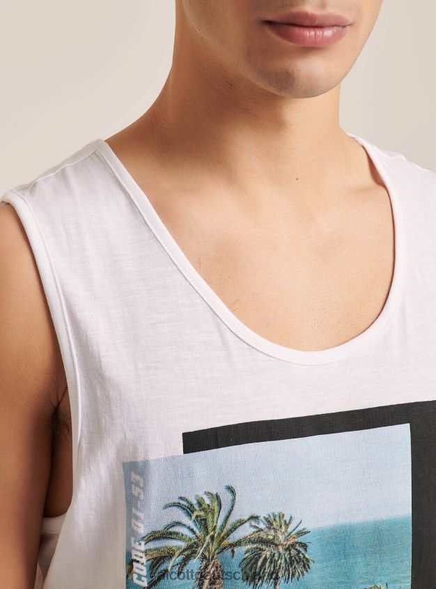 Kleidung de Alcott Männer T-Shirt mit kurzen Ärmeln und Aufdruck Weiß 88J68R906