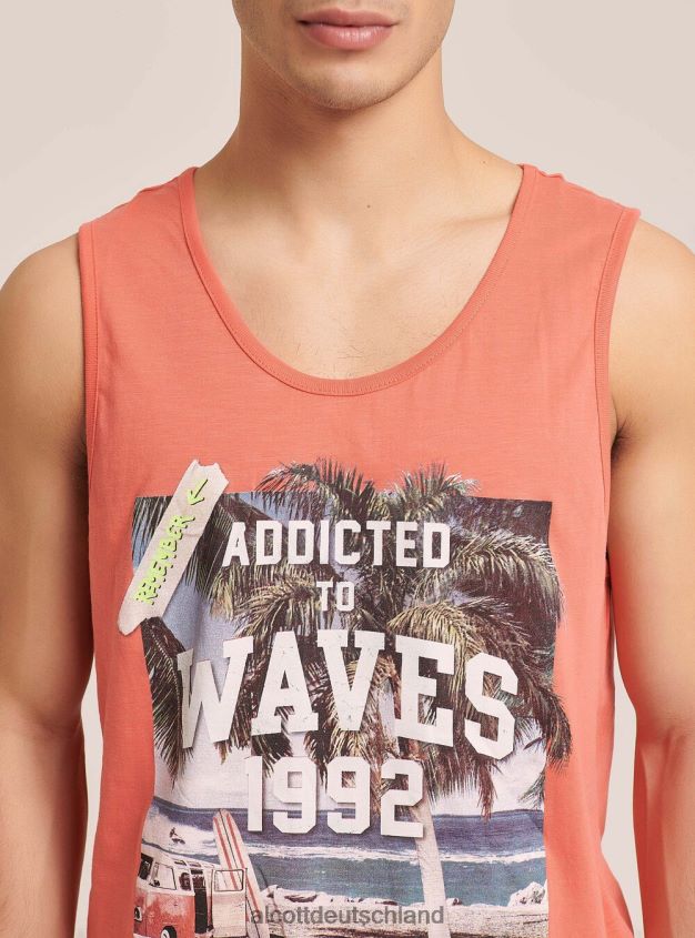 Kleidung de Alcott Männer T-Shirt mit kurzen Ärmeln und Aufdruck Weiß 88J68R955