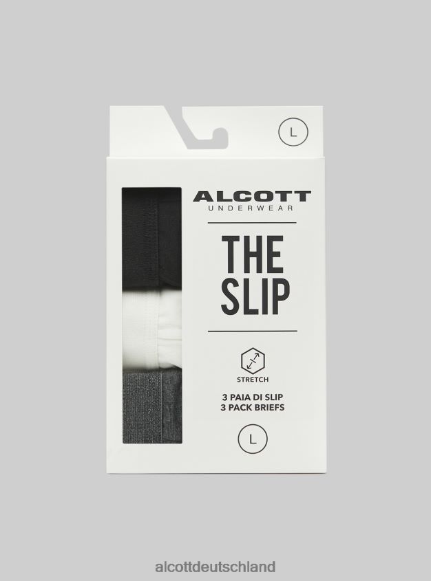 Kleidung de Alcott Männer Set mit 3 Paar Slips aus Stretch-Baumwolle bk1/mgy2/mgy1 88J68R815