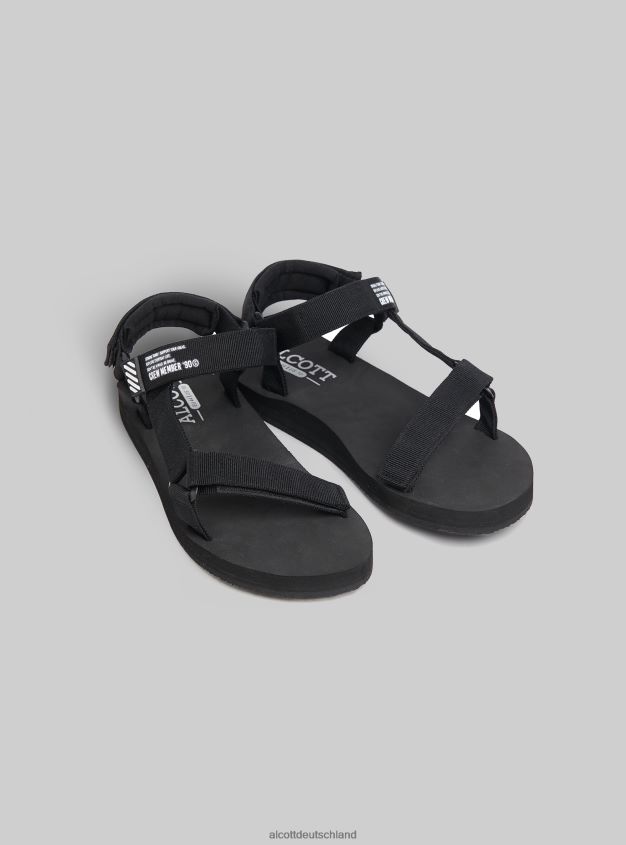 Schuhe de Alcott Männer Sandali aus Gummi mit Chiusura und Strappo bk1 schwarz 88J68R1093