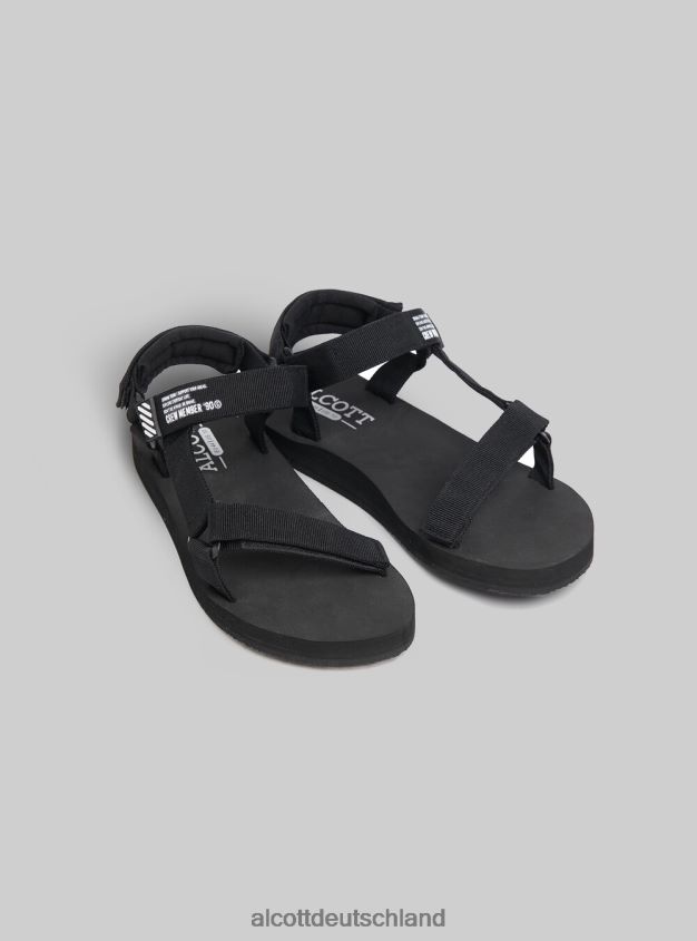 Schuhe de Alcott Männer Sandali aus Gummi mit Chiusura und Strappo bk1 schwarz 88J68R1093